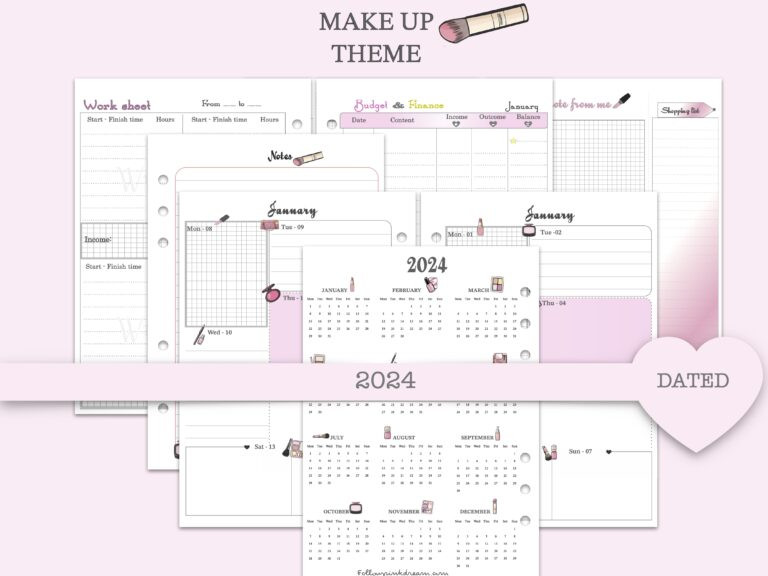 Trendy Pink Makeup Style - PLANNER INSERT SET