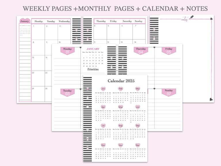 Weekly Planner Insert Hot Pink - PLANNER INSERT SET