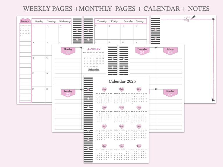 Weekly Planner Insert Hot Pink - PLANNER INSERT SET