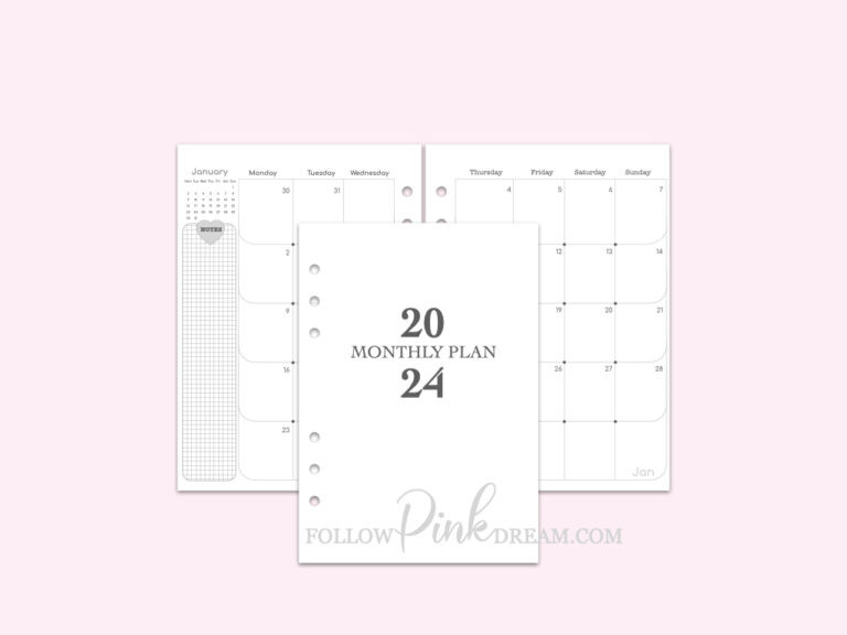  Simple Classic Black White Planner - PLANNER INSERT SET