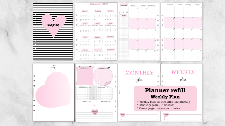 Pink Power Planner Insert - PLANNER INSERT SET