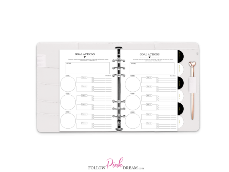 Goal Actions Plan - PLANNER  INSERT