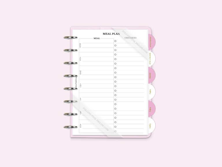 Weekly Daily Meal Plan - PLANNER  INSERT