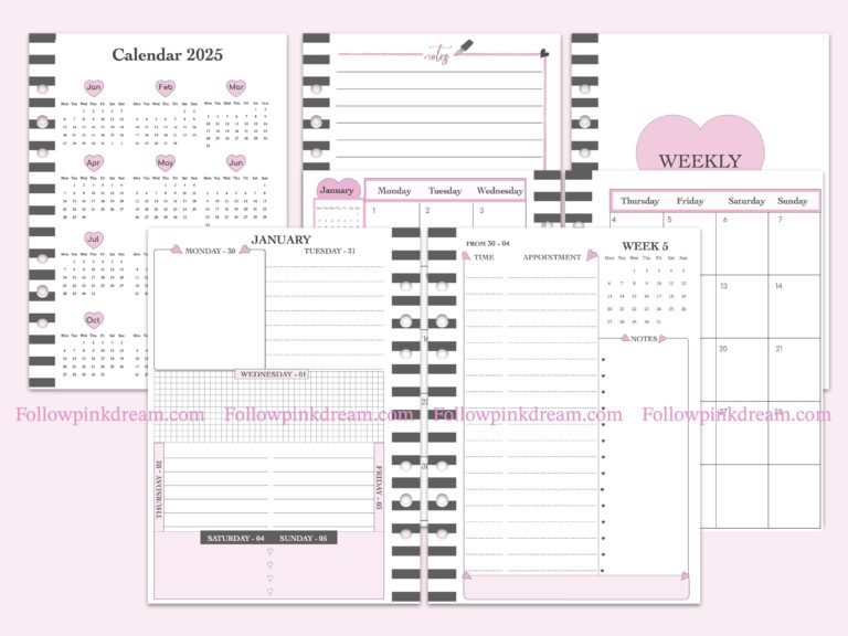 Weekly Planner Inserts – 7 Days + Appointments & Notes (copy) - NEW SHOP