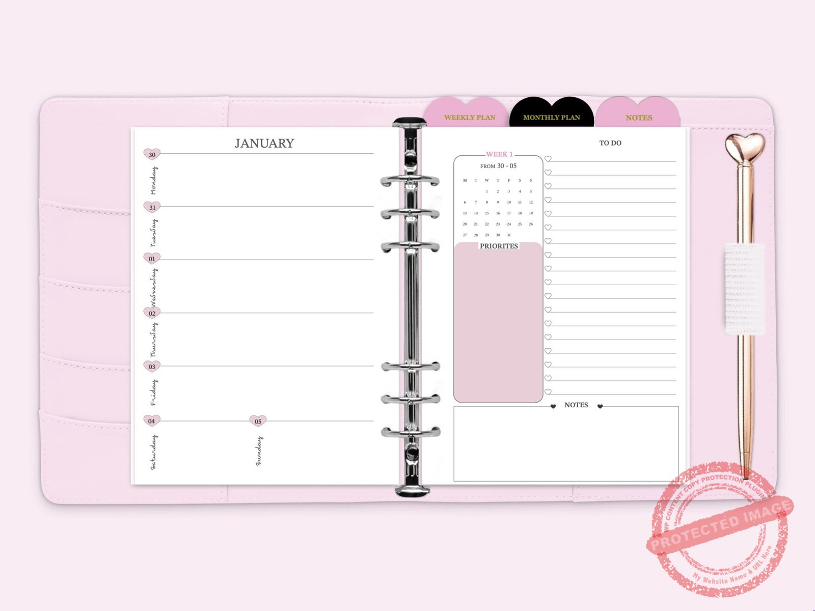 Weekly plan in 2 layouts