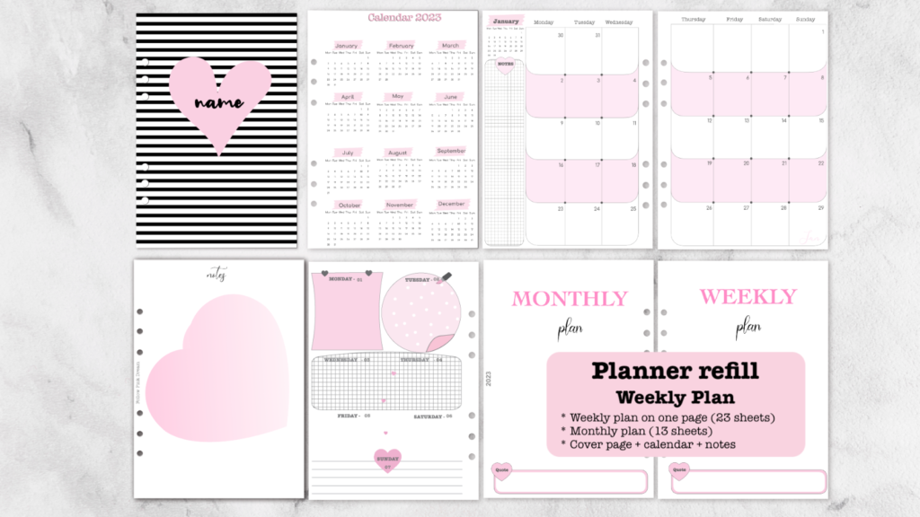 Pink Power Planner Insert