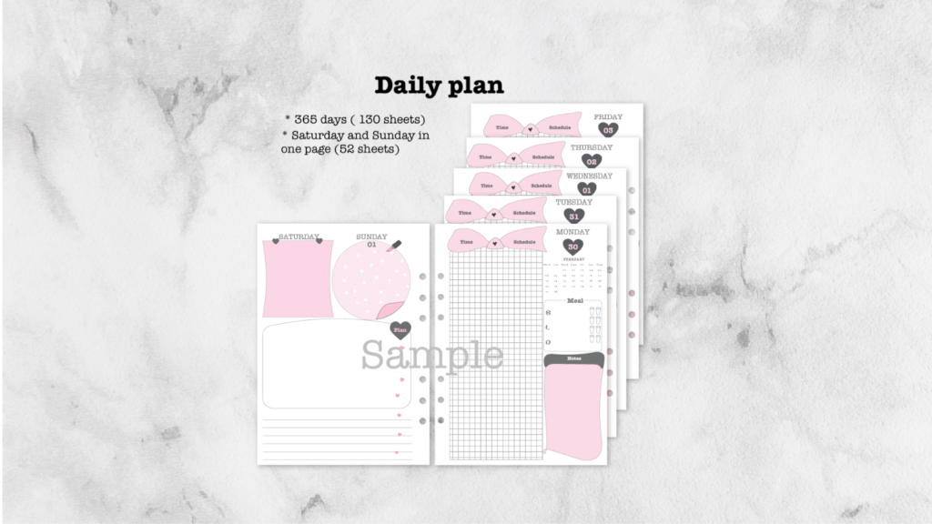 Daily Pink Power Planner Insert