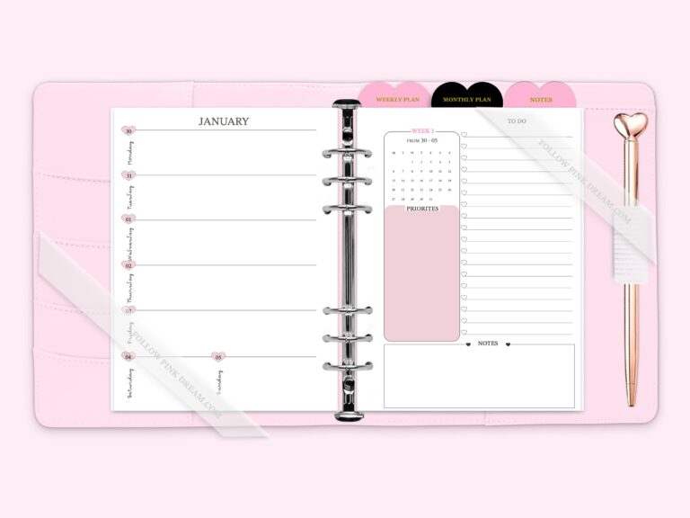 Weekly plan in 2 layouts - PLANNER  INSERT