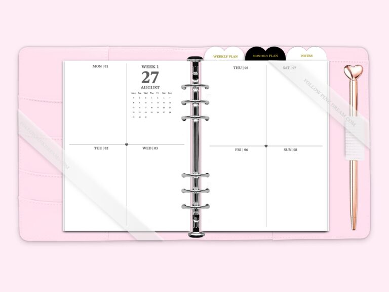 Weekly Plan Quarter Layout - PLANNER  INSERT