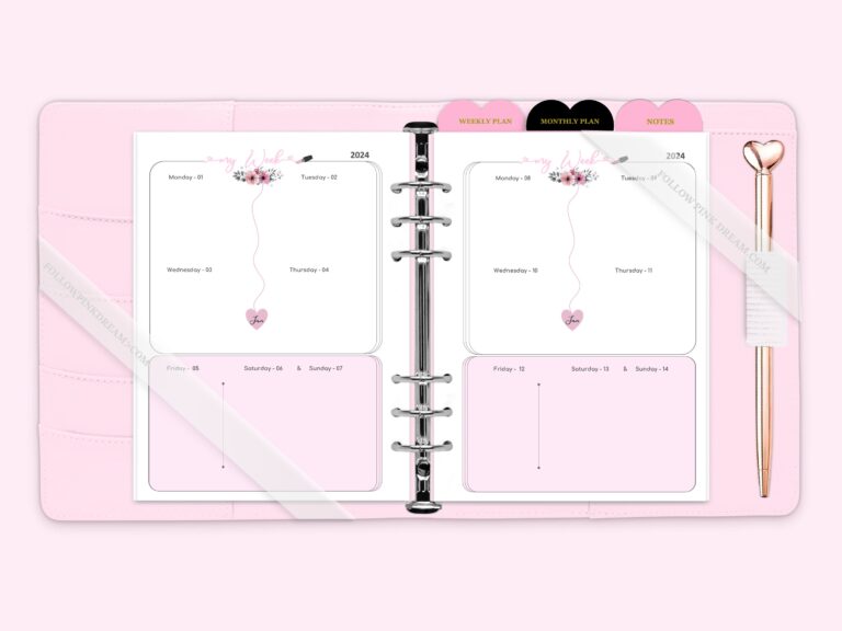 Weekly Plan Floral Theme - PLANNER  INSERT