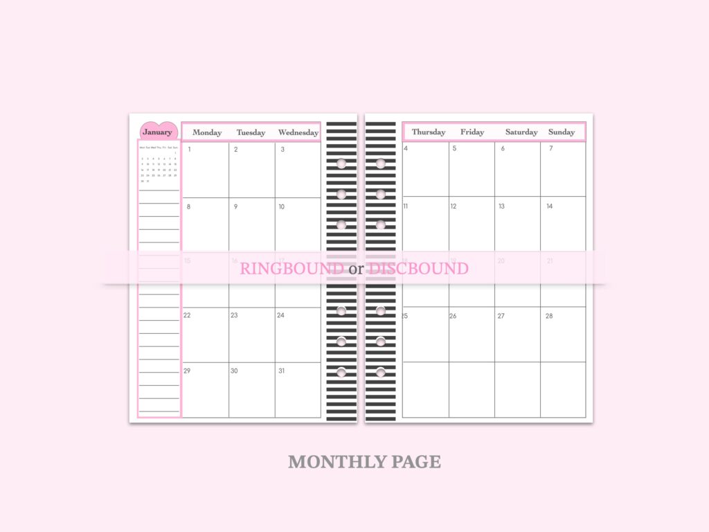 Weekly Planner Insert Hot Pink