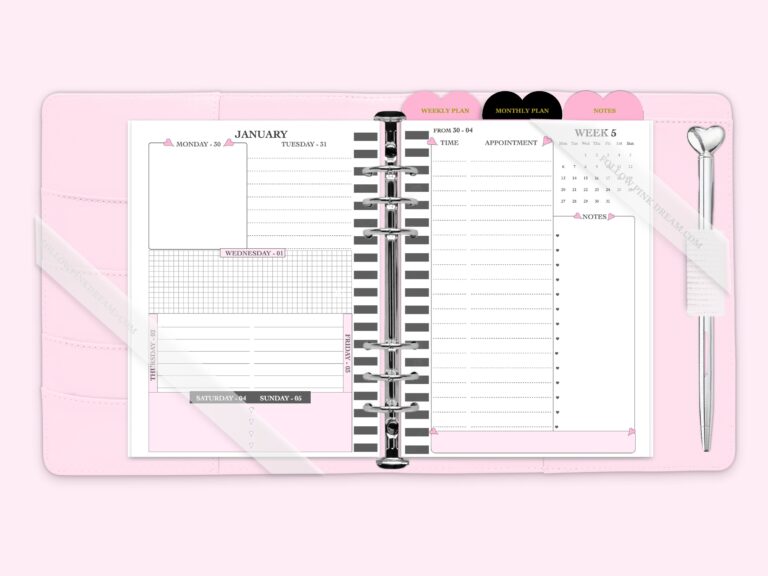 Weekly Planner Inserts – 7 Days + Appointments & Notes