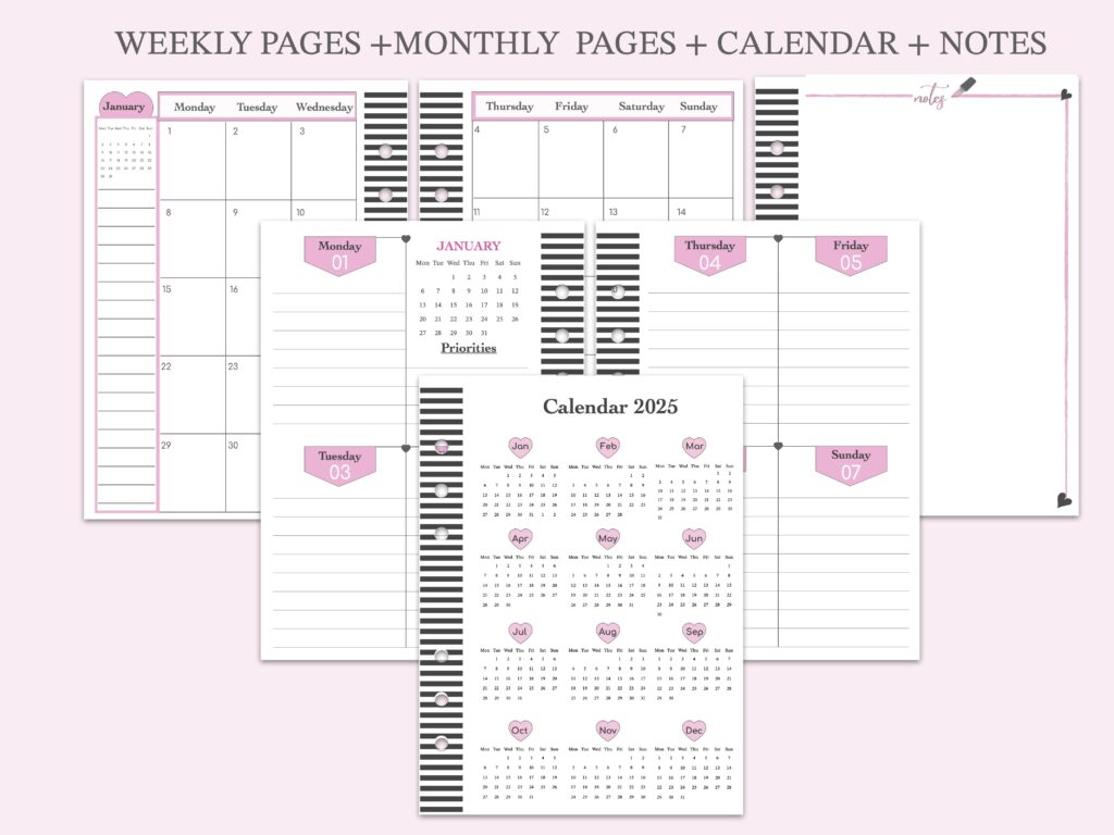 Weekly Planner Insert Hot Pink