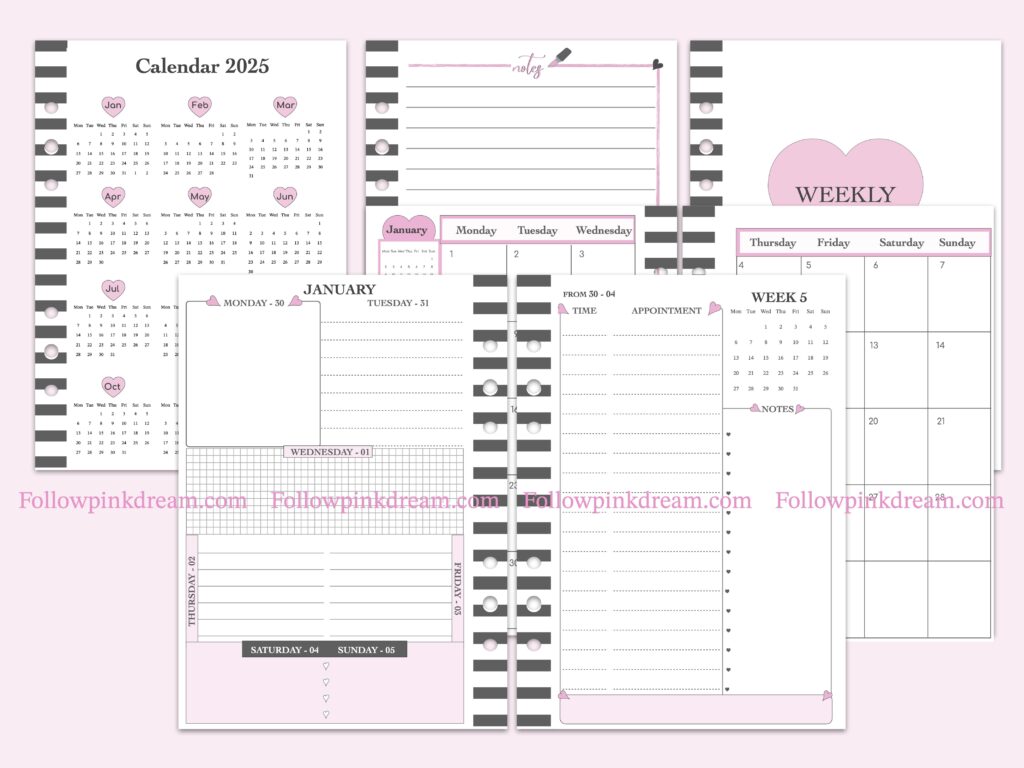 Weekly Planner Inserts – 7 Days + Appointments & Notes (copy)