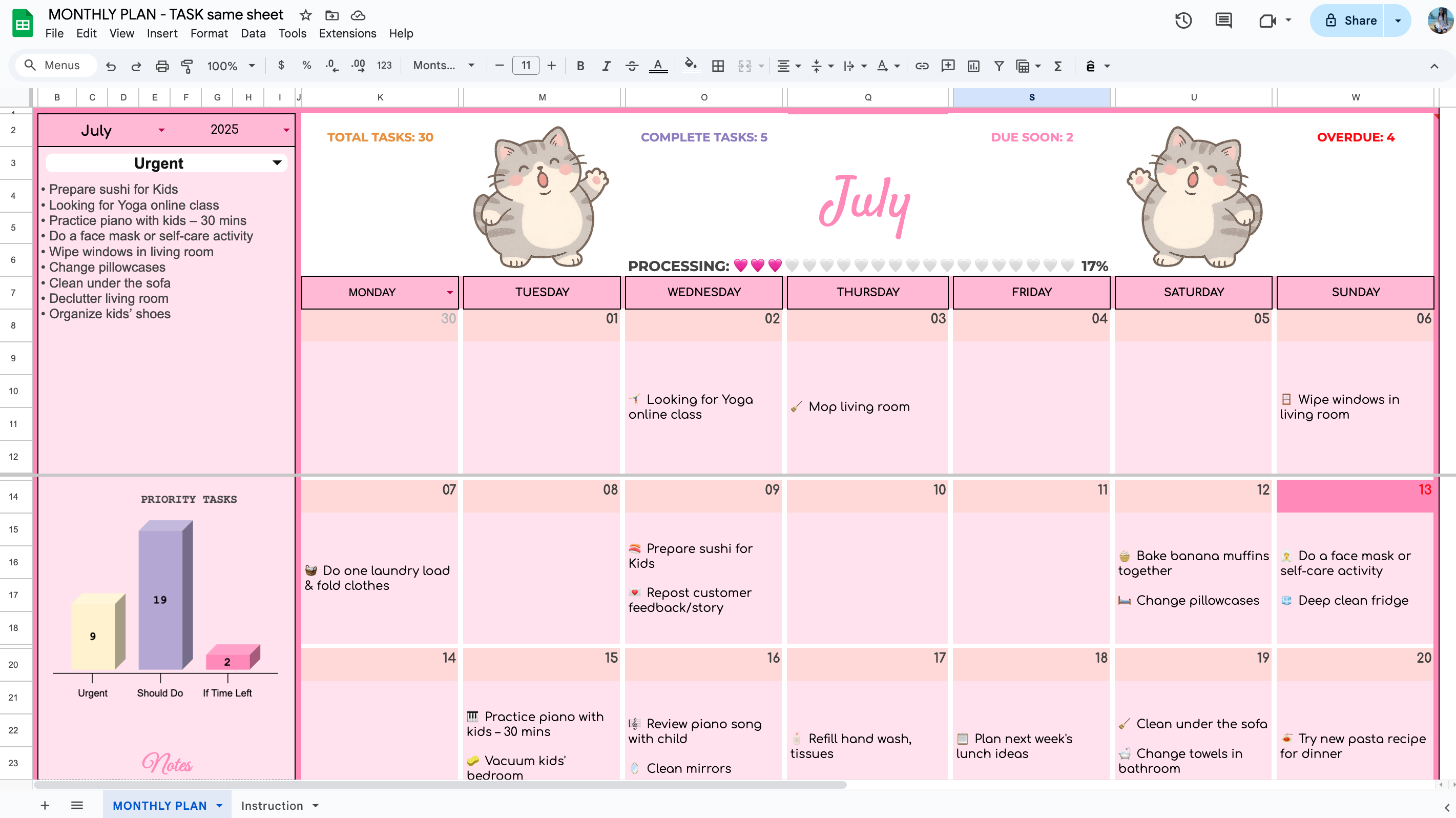 Monthly Planner Calendar – Google Sheets