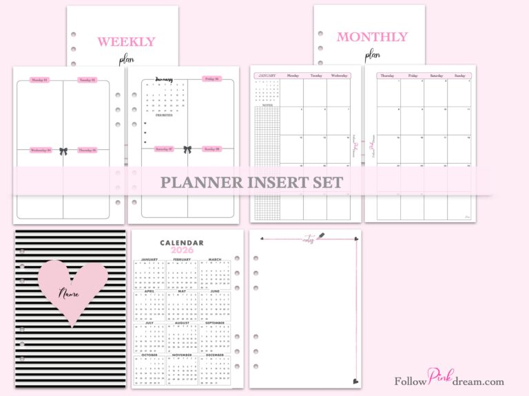 Weekly Monthly Refill Black Bow Grid