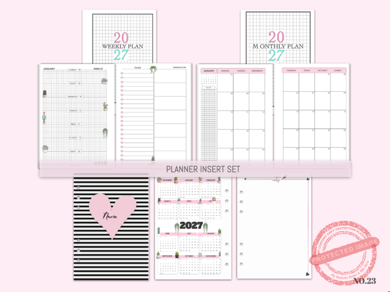 Cactus Theme Planner Inserts Set Follow pink dream shop