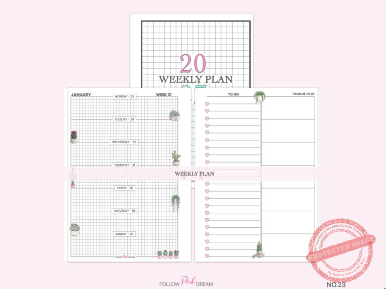Cactus Layout Weekly Planner Inserts | A5, A6 & Personal
