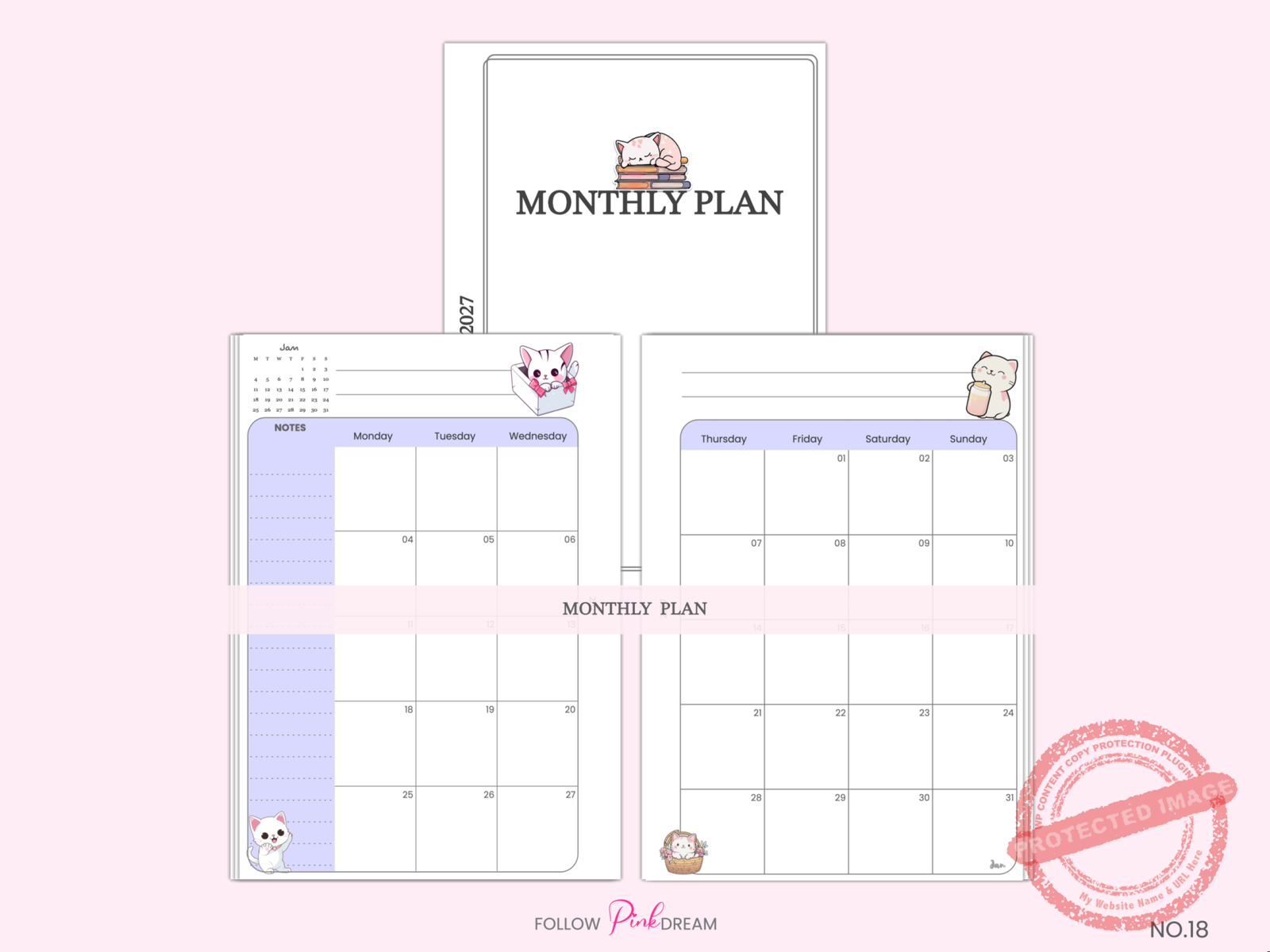 Cat Theme Planner Inserts Set A5 A6 Personal 3 Cat Theme Planner Inserts Set A5 A6 Personal - Image 3