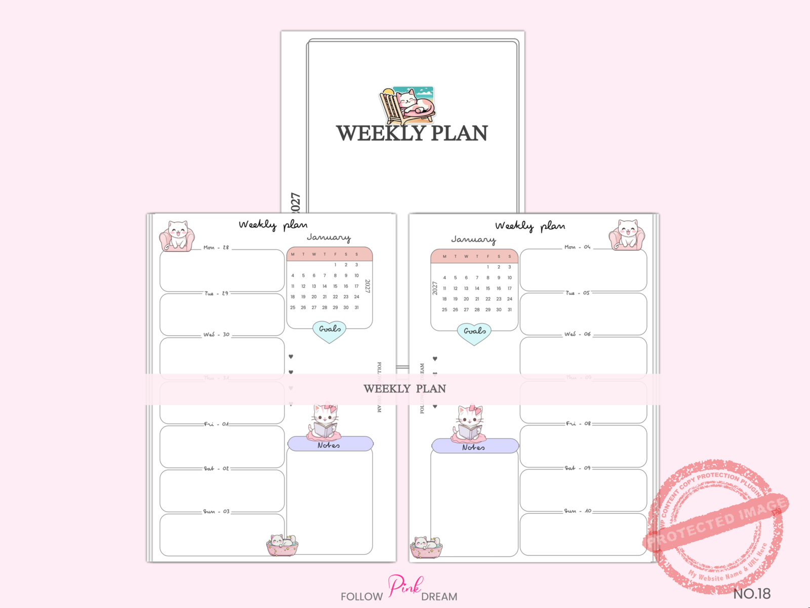 Cat Theme Planner Inserts Set A5 A6 Personal 2 Cat Theme Planner Inserts Set A5 A6 Personal - Image 2
