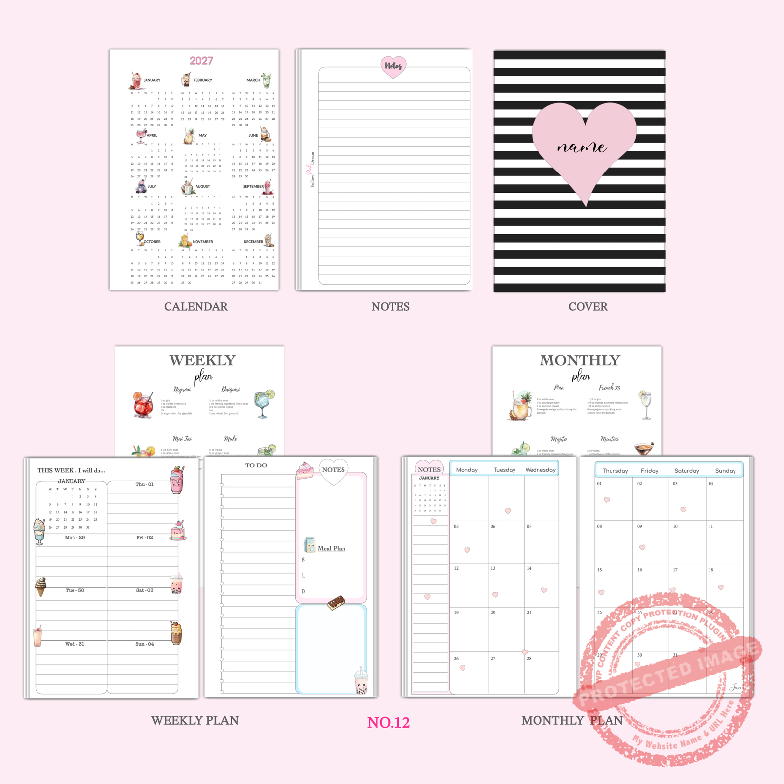 Planner Insert Cocktail Theme