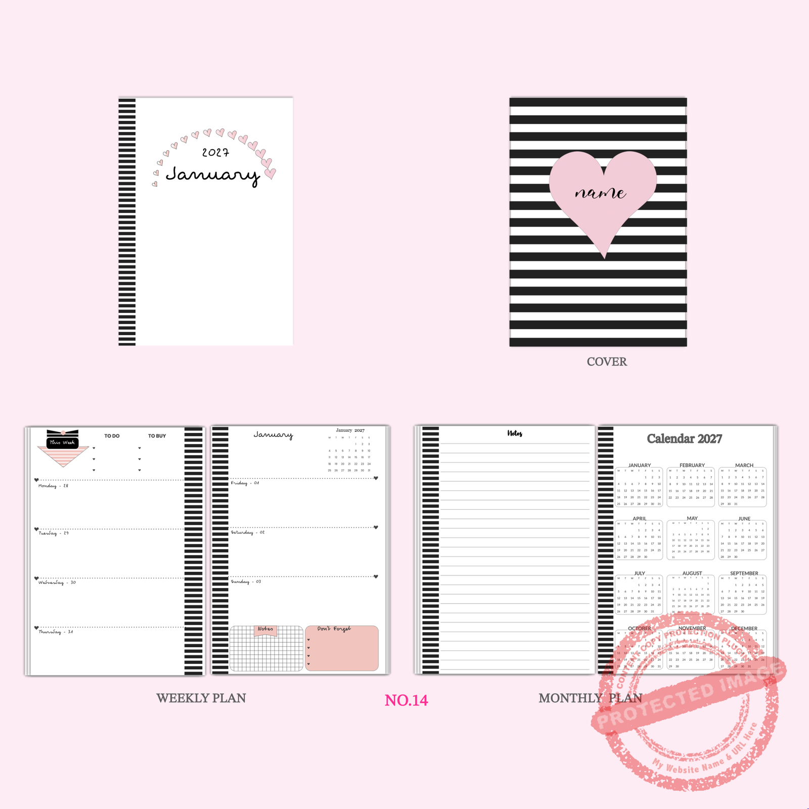 Elegant Ebony Planner Inserts | A5 A6  Size 6 Ring Binder Refills