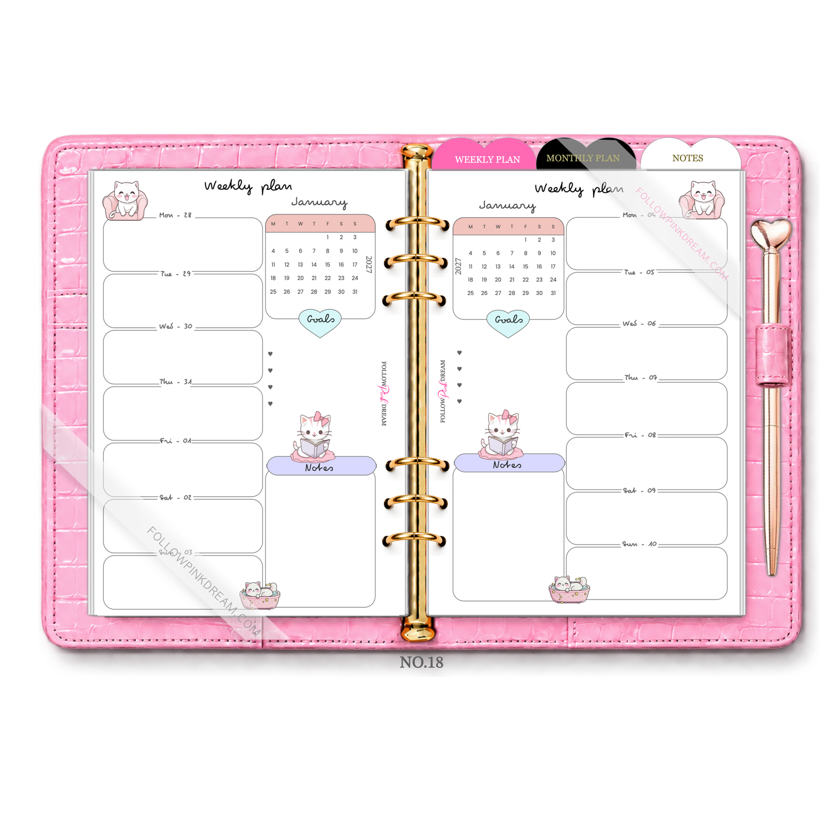 Weekly Plan in a page Cat Theme