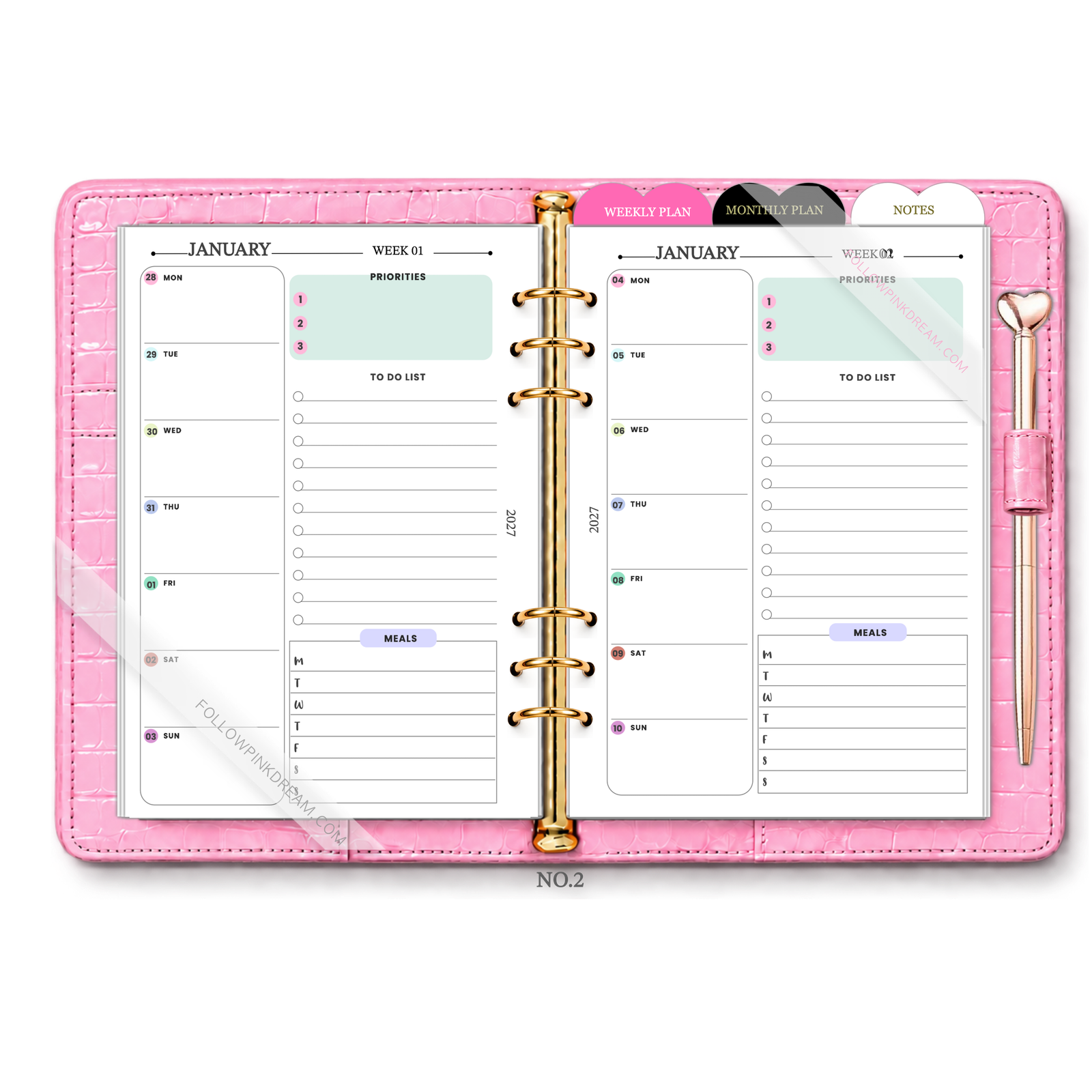 Pastel Weekly Planner Insert  | A5 2027