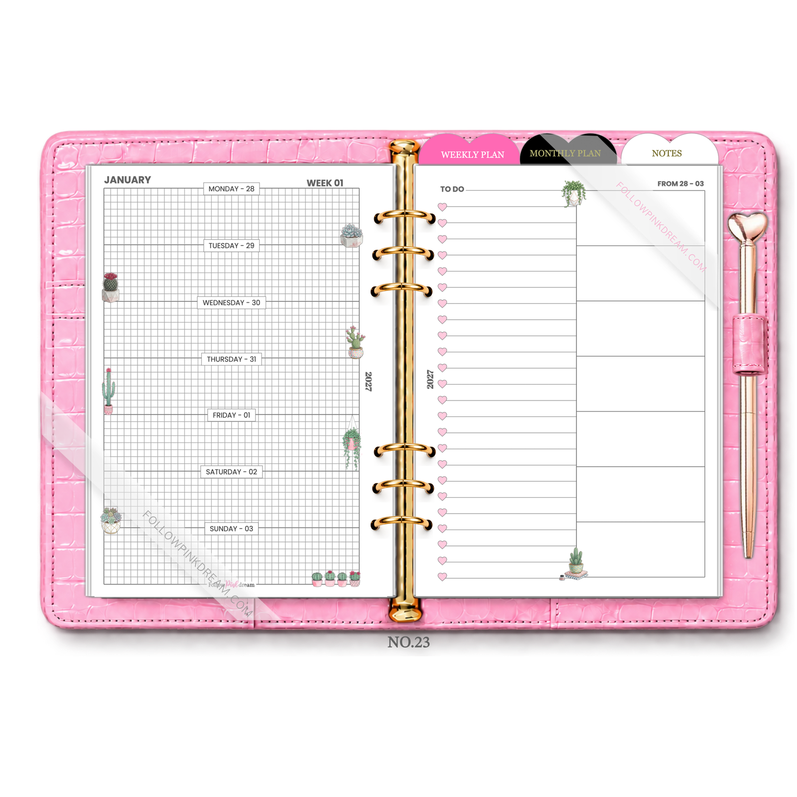 Cactus Layout Weekly Planner Inserts | A5, A6 & Personal