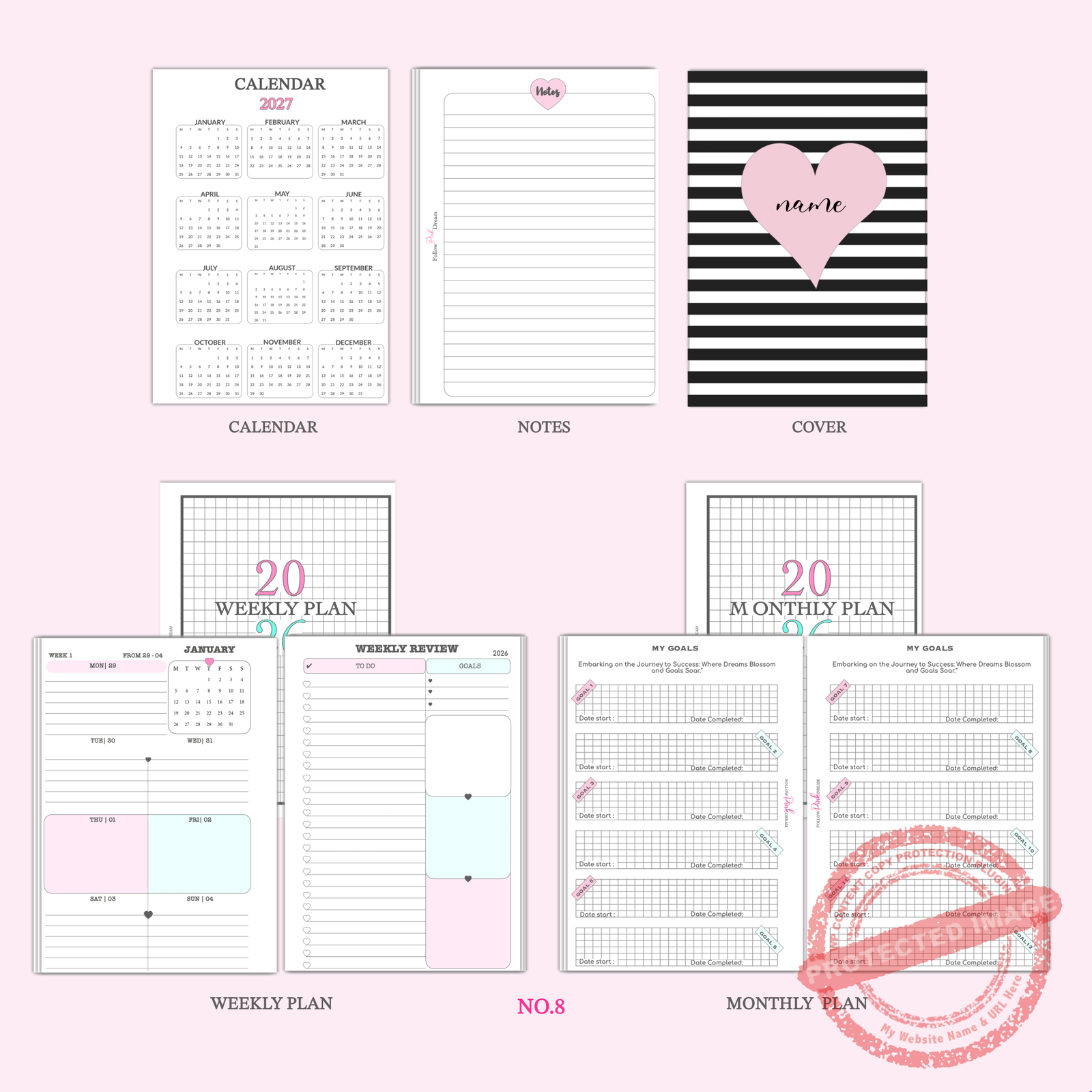 Mint Bliss Planner Inserts